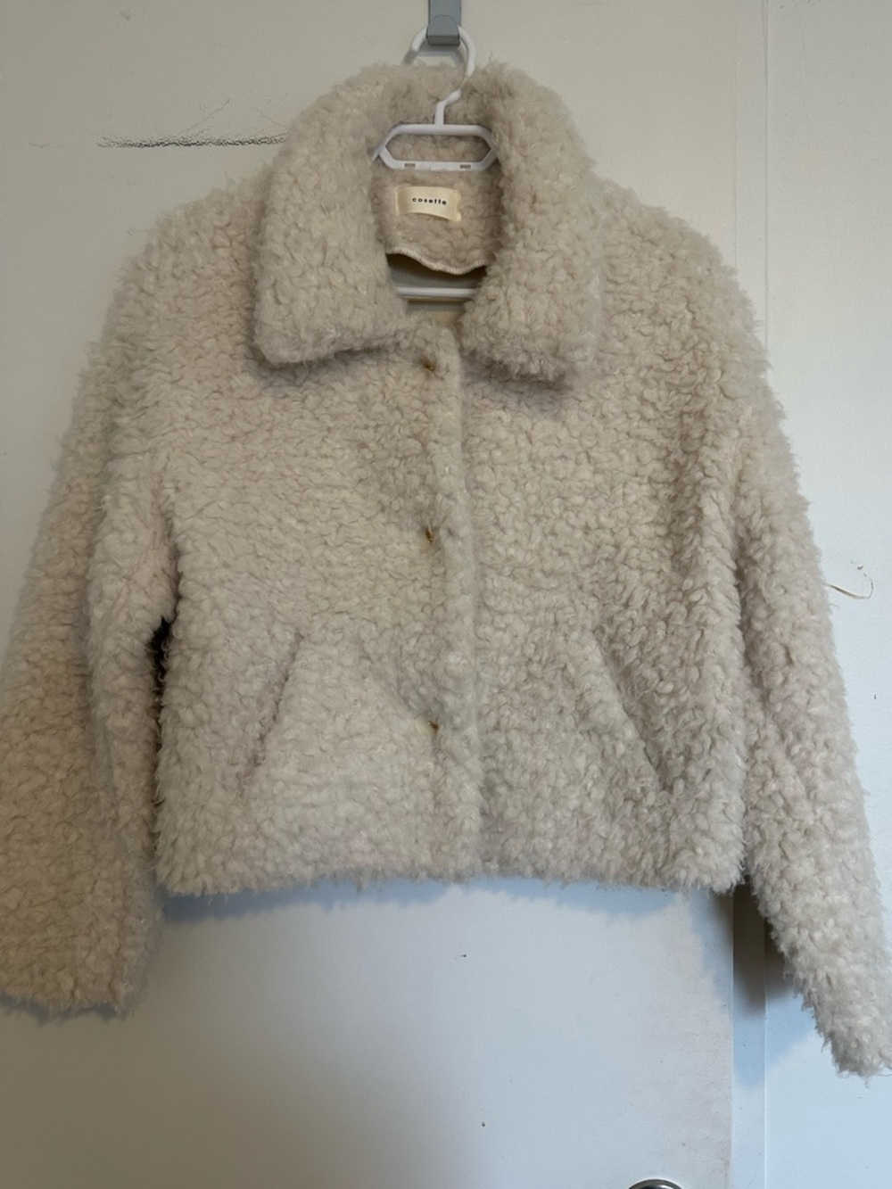 Cozy Sherpa Jacket in Cream - Women's Faux Shearling Coat